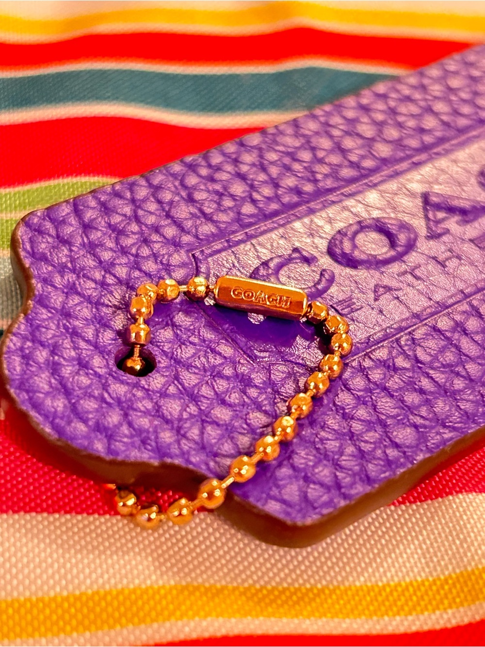 Coach XLarge From Terri Reloved Denim Purple Signature Tag Keychain/Bag Charm - Picture 8 of 9